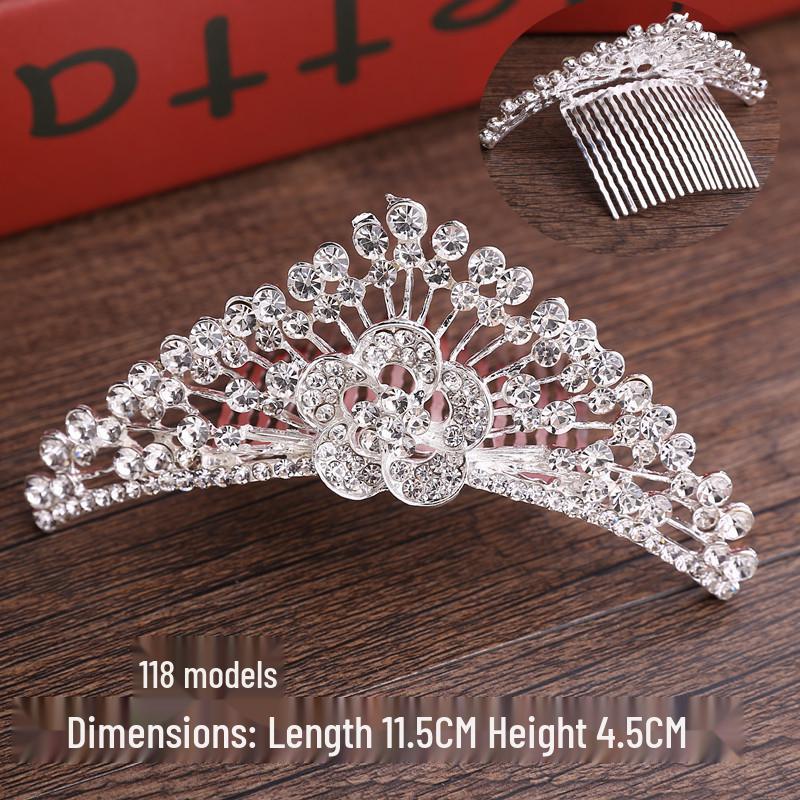 Children's Rhinestone Pearl Crown Hair Comb: Headdress Ornament for Photo Studio or Wedding