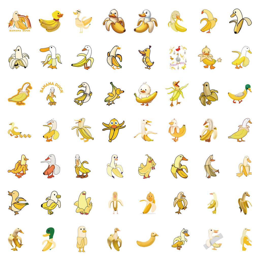 55 New Banana Duck Graffiti Stickers Decorative Scooter Computer Guitar Account Stickers