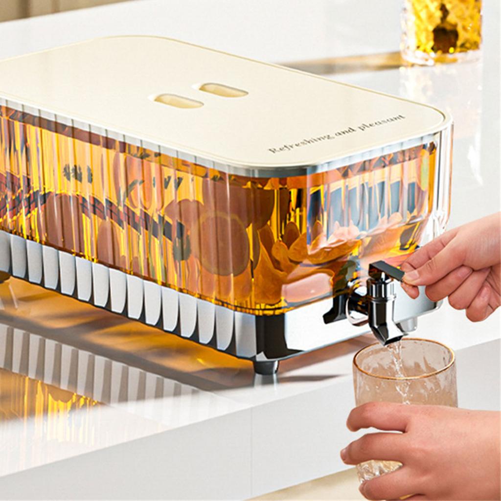 5.3L Iced Beverage Juice Dispenser with Tap Large Capacity Cold Drink Container Practical Refrigerator Water Pitcher