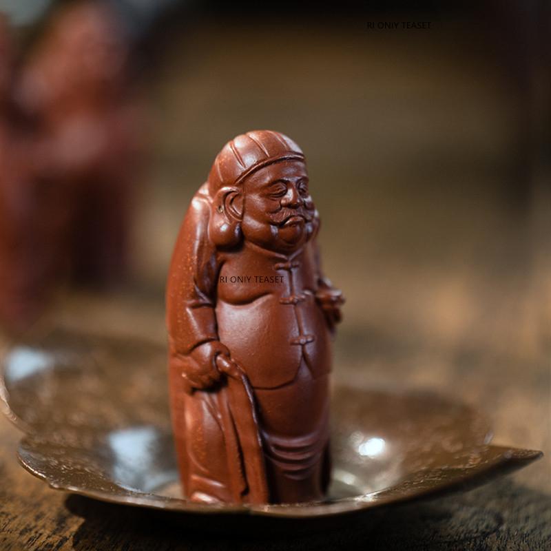Yixing Purple Clay Tea Pet Handmade Sculpture Figure Statue Ornaments Desktop Decors Crafts Chinese Zisha Tea Set Decoration