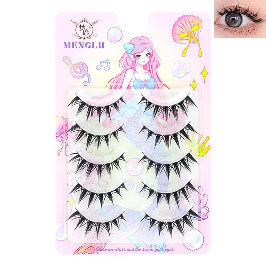 5 Pair Wild Cosplay Manga Lashes DIY Anime Full Strip Doll Lashes Perfect for Girls Night Out Eye Makeup