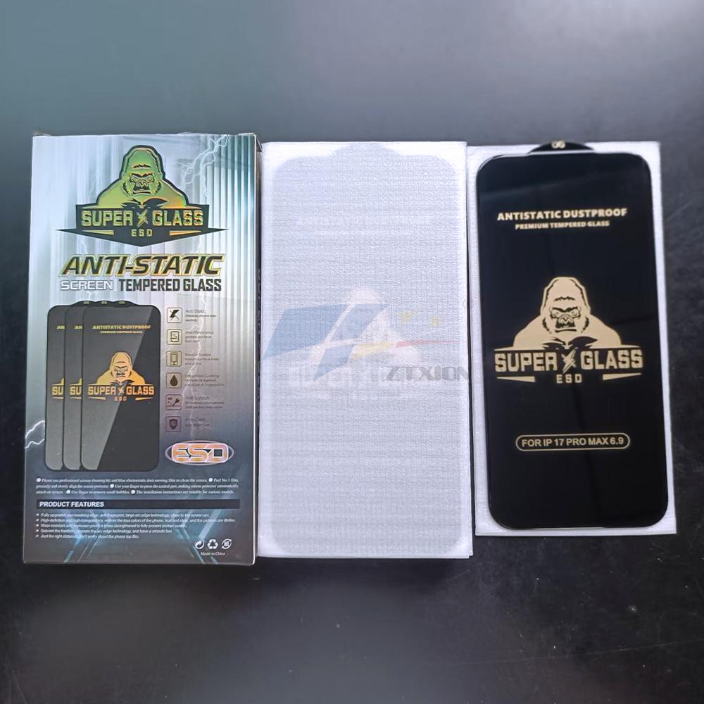 Schwarzer King Kong ESD Hoher Anti-Peeping Sichtschutz Gehärtetes Glas Displayschutz für iPhone 12 13 14 15 16 17 Pro Max & 13 Mini