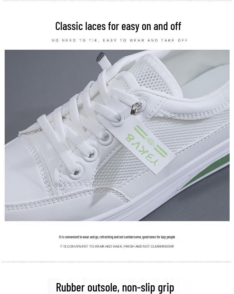 2025 Summer Women's Mesh Breathable Casual Sneakers - Korean Style, Non-slip, Fashionable Soft Sole, White.