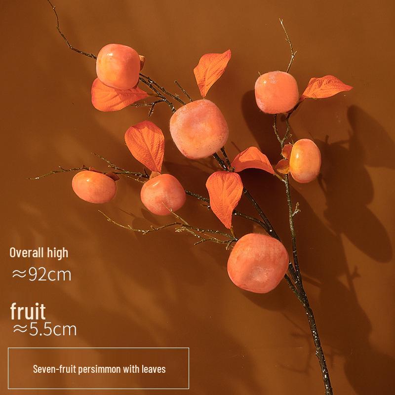 Persimmon and Pomegranate Faux Flower Arrangement for Living Room or Foyer