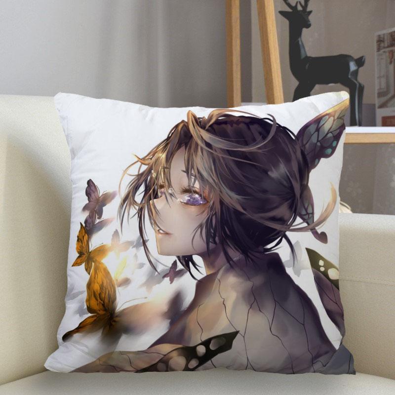 Funda de Almohada 45x45cm Poliéster Demon Slayer Decoración Sofá Funda de Cojín Funda de Almohada Decoración Hogar