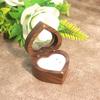 Transparent Cover Walnut Wood Rings Box Magnetic Cover Rings Bearer Box Heart Rings Holder  Gifts