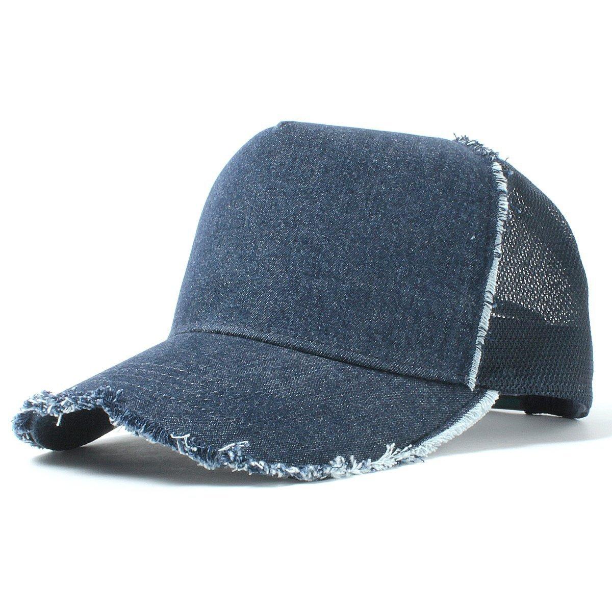 

Basic Enchi Damage Mesh Remade and Solid and Indigo Cap, Customizable, Color, Women s Men s,