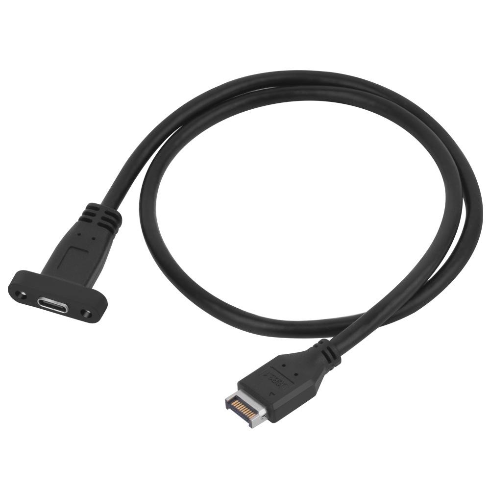 RGEEK 50cm USB 3.1 Front Panel Header Type-E To USB-C Type C Female Connector Extension Wire Cable +Panel Mount Screw