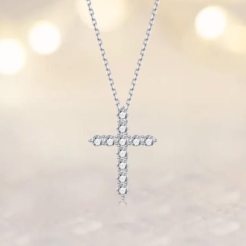 

Women s S925 Silver Angel Cross Necklace with Zirconia 925 Silver платиновый