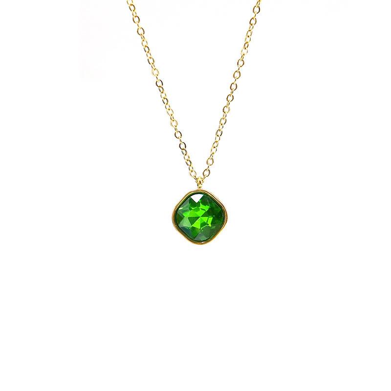 Stainless Steel Color Zircon Pendant Zircon Necklace Stylish Simple Men'S And Women'S Titanium Steel Clavicle Chain