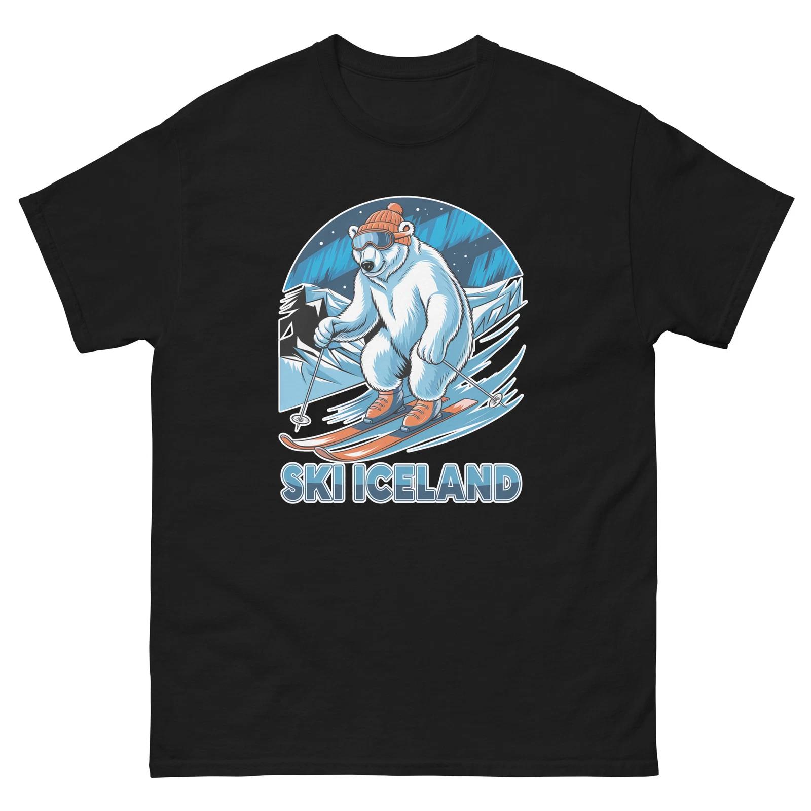 Ski Iceland Polar Bear Cute Animal Skiing T-Shirt S