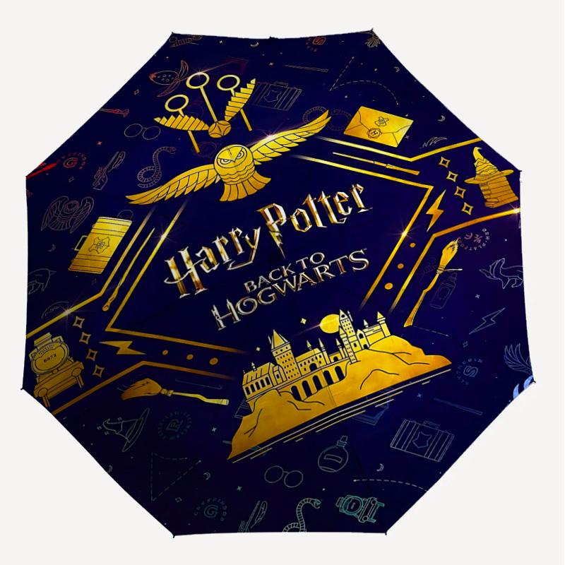 1 ks deštníku Hogwarts Harry Potter - 8 žeber vyztužený, automatické otevírání, lehký a odolný, roztomilý módní doplněk pro venkovní použití, D2699
