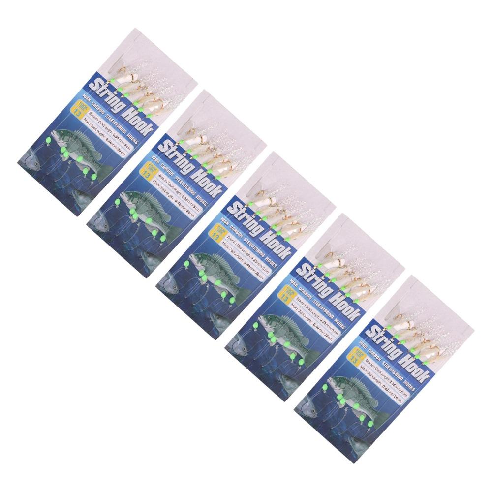 5 Sets Soft Fish Skin Fishing Rigs with Luminous Beads Fishing Lure Rigs Saltwater Fishing