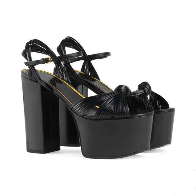 Marke Laufsteg Show Damengröße 34 -43 Sandalen Sommerkleid Party Hochzeit Brautschuhe Sexy 12cm Absatz Plateau Schleife Liebe High Heels