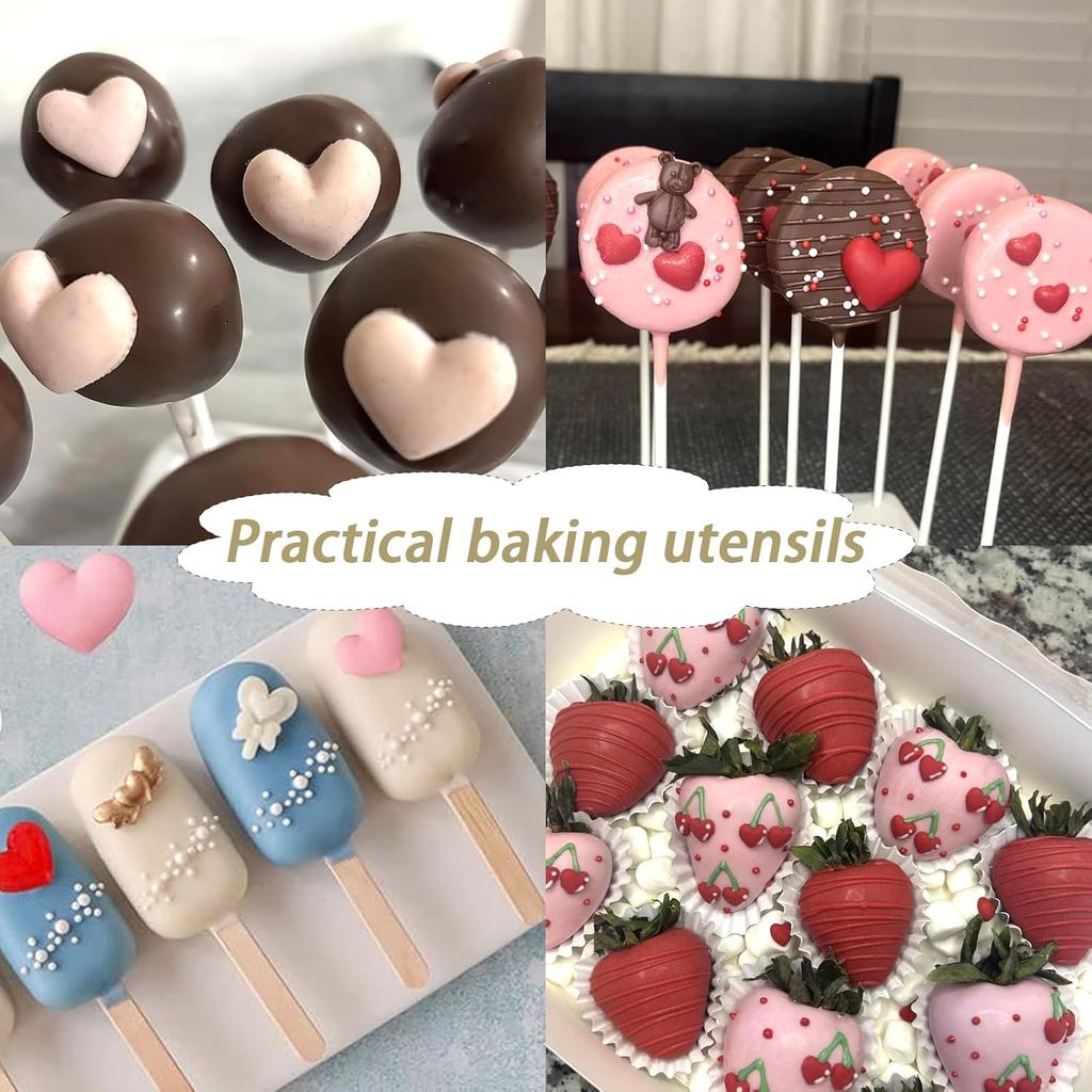2 Pcs Love Chocolate Cake Decoration Silicone Mold 3D Heart-Shaped Candy Fondant Mold, Practical Kitchen Baking Supplies for Cupcake Toppings Cookie