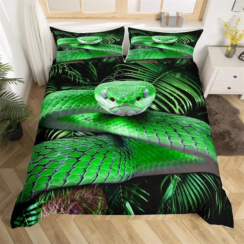 Snake Soft Duvet Cover Romantic Red Rose Floral Beding Set Microfiber Wild Animal Warm Comforter Cover Single King Quen For Children Kids Adult People