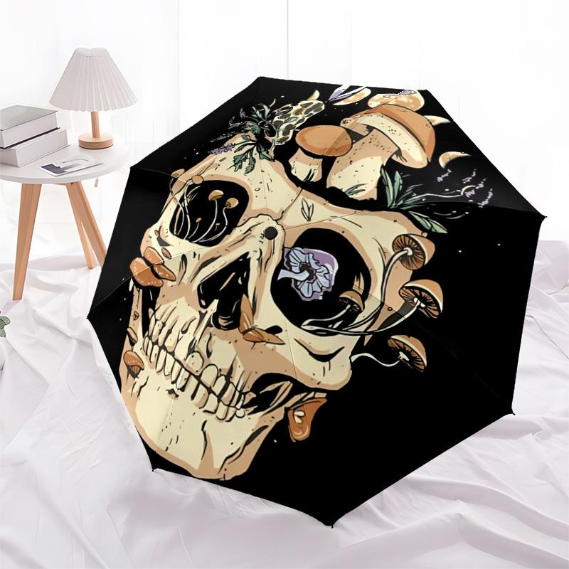 1pc Skull Mushroom Forest Fashionable Automatic Opening/Closing Folding Umbrella with 8 Bones, Windproof Portable, Daily Use127
