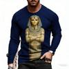 Spring Europe America Men's T-shirt Fashion Hieroglyphs Print Pullover Comfortable Men's Long Sleeve T-shirt Outdoor Oversized Tees Top