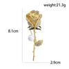 Rhinestone Rosette Brooches for Women Unisex Pearl Botanical Flower Pins Banquet Party Backpack Gifts Jewelry Accessories