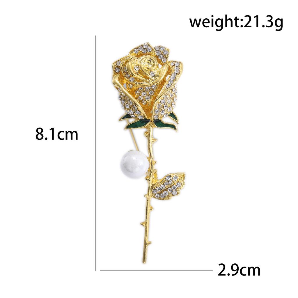 Rhinestone Rosette Brooches for Women Unisex Pearl Botanical Flower Pins Banquet Party Backpack Gifts Jewelry Accessories