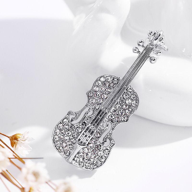 Violin Anti-glare Brooch High-end Women's Suit Corsage Cardigan Shawl Buckle Korean Fashionable and Elegant Brooch