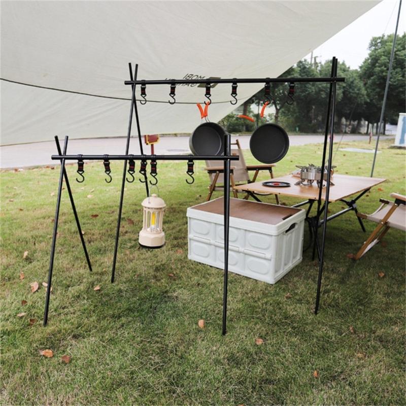 Travel Camping Triangular Shelf Aluminum Alloy Folding Hanging Rack Portable Outdoor Picnic Rack With Hook Enduring
