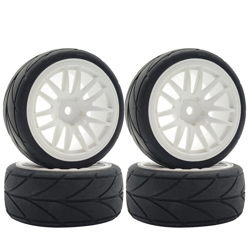 1/10 RC Racing Tires & Wheel Rims Hub 12mm Hex for 1:10 RC On Road Car Tamiya TT01 TT02 XV01 XV02 PTG-2 TA06 HSP HPI Kyosho