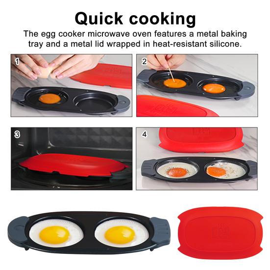 Yousheng Microwave Egg Cooker Quick-Heat Dual Compartment Cooking Egg Maker Non-Stick Coating Mini Omelet Maker with Heat-Resistant Handle