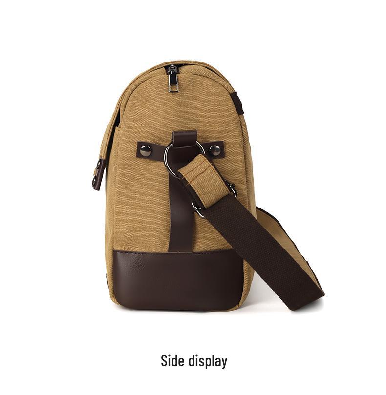 Men's Large Canvas Crossbody Bag - Casual and Wear-Resistant Shoulder Bag for Students and Commuters