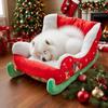 Christmas Sleigh Dog Bed for Cats Festive Cozy Insulated Nest for Winter Holiday Puppy Animal Calming Sleeping Cat Cold Weather Nights Cozy Indoor