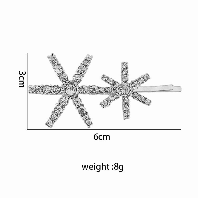 Korea Fashion Party Crystal Hairslide Rhinestone Hairclip Shiny Star Snowflake Shape Hairpin Hair Accessories for Women Headwear