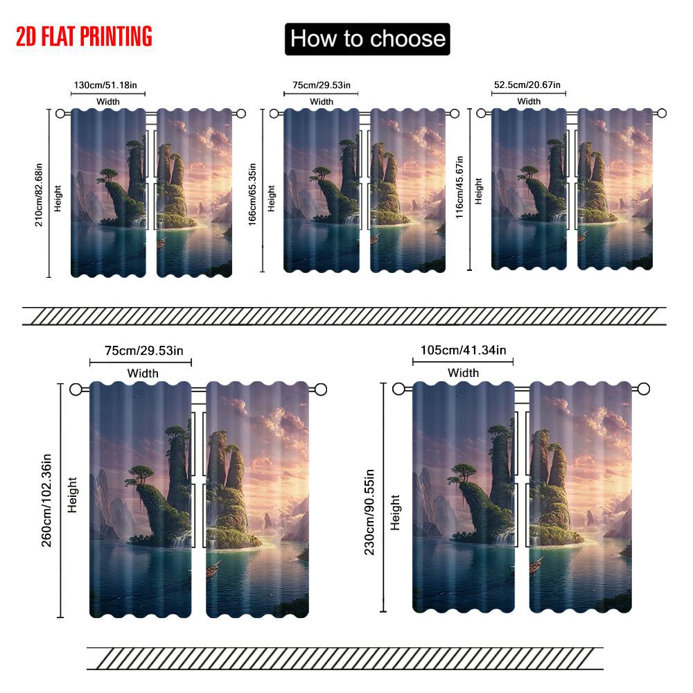 2pcs   plane printing Curtains&Window Treatment Scenery in Stone Hands 100% Polyester (without rod) Versatile All Use for