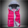Autumn and winter new candy color down cotton vest, large size women's hooded cotton vest