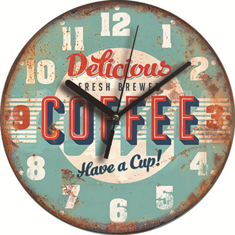 9inch Nordic Vintage Wooden Clock Mute Does Not Tick for Study Bedroom Creative Decorative Clock Kitchen Cafe Courtyard