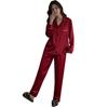 Couple’s Red Wedding Pajama Set Long Sleeve Top and Pants Newlywed Bridal Sleepwear