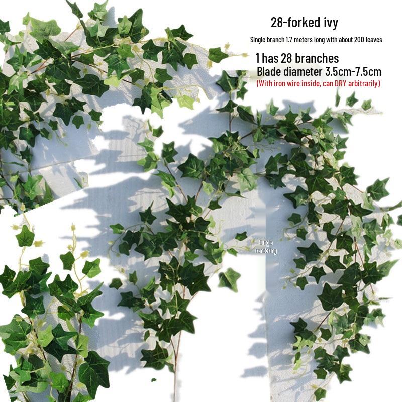 Large Grape Leaf Vine Decoration - Fake Fruit String for Wall, Ceiling, or Pipe with Green Tree Leaves