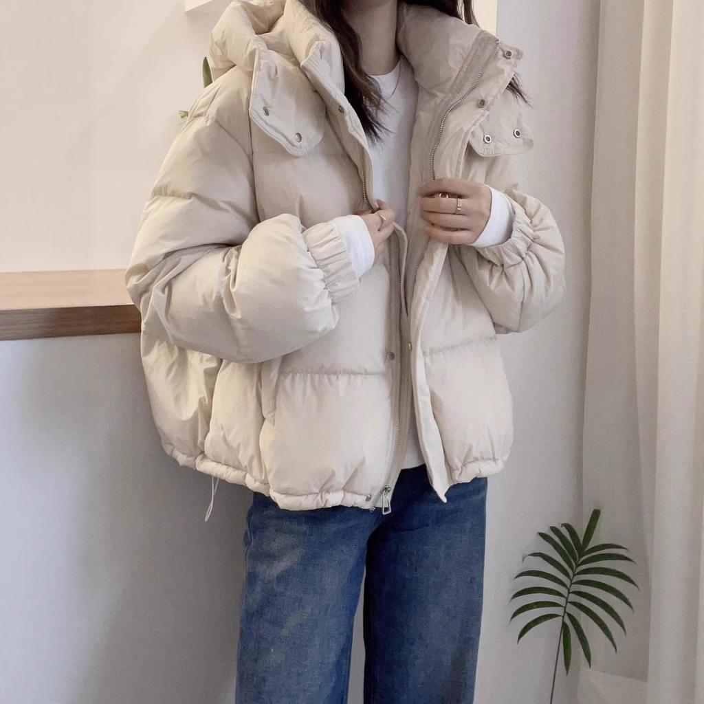 Autumn and winter down cotton-padded clothes women's short large size loose small hooded warm cotton-padded jacket jacket