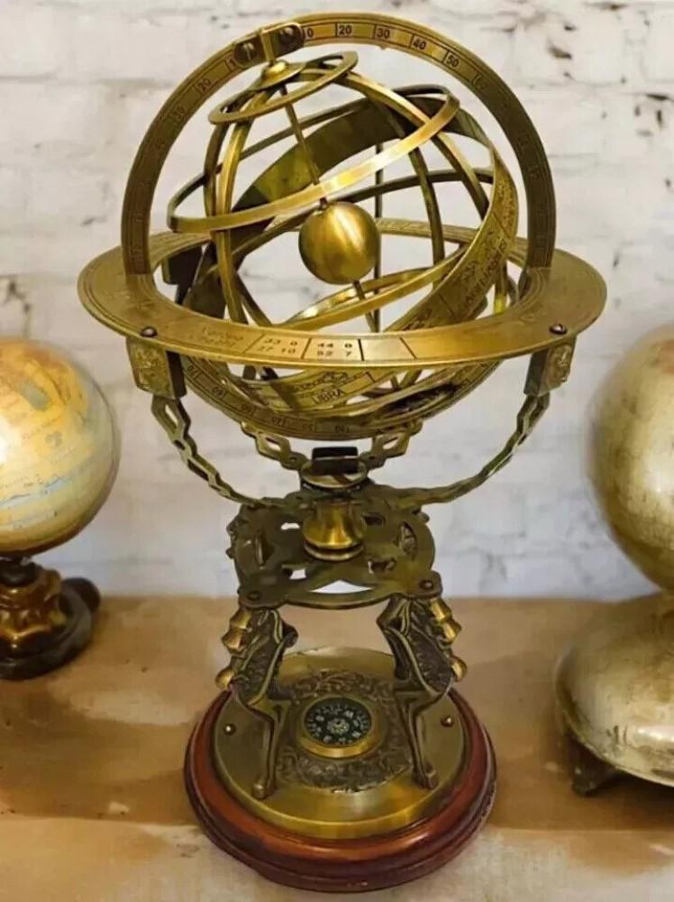

Solid Brass Armillary 18 Sphere World Globe Desktop Table Decor Lion Armillary M аеро