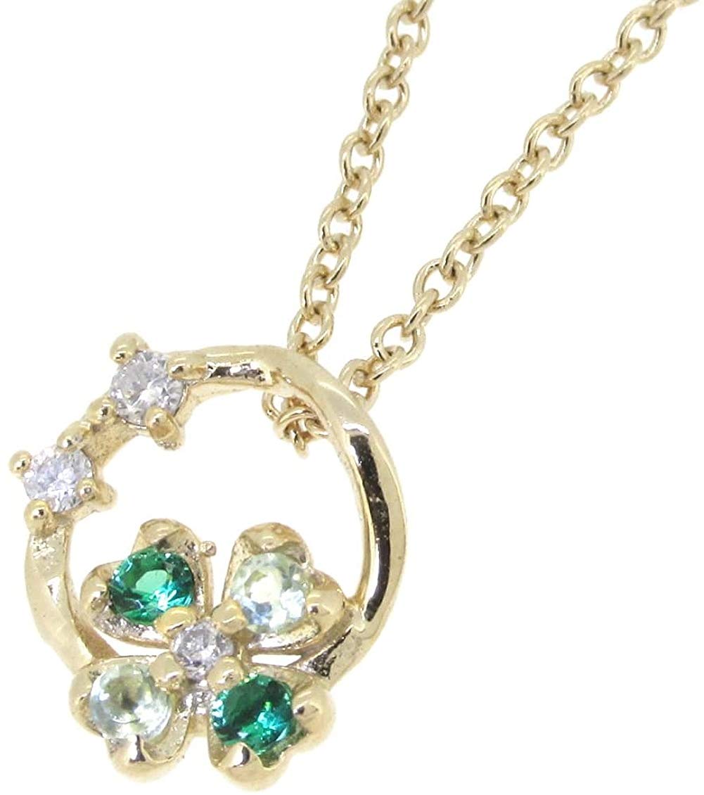 

Shinjuku Gin no Kura Clover Natural Peridot Diamond Gold Color Silver 925 Necklace for Women Simple April Birthstone Four-Leaf золотий