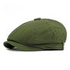Vintage Octagonal Newsboy Cap for Men Women Retro Plain Solid Color Baker Boy Beret British Cabbie Flat Ivy Cap Side Button Accent