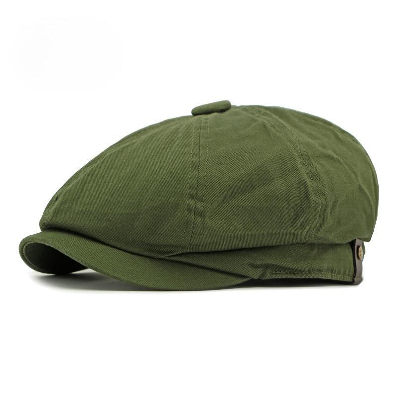 Vintage Octagonal Newsboy Cap for Men Women Retro Plain Solid Color Baker Boy Beret British Cabbie Flat Ivy Cap Side Button Accent