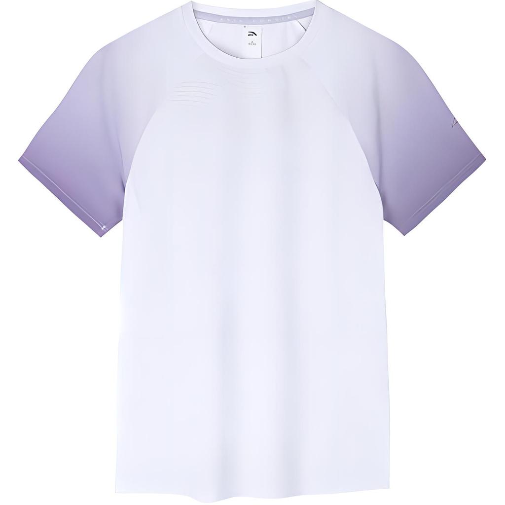 Anta Gradient Breathable Quick-Dry Round Neck Short Sleeve T-Shirt Women Tops Pure-White Printed 162435101-1