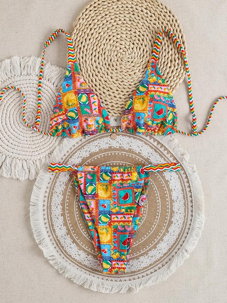 2025 Cross-Border European & American Sexy Print Bikini Swimsuit for Women