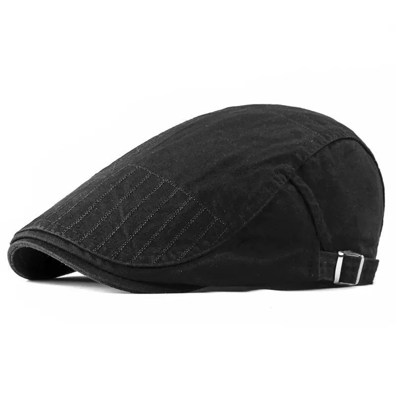 

Spring and Summer Cotton Geometric Print Newsboy Caps Flat Cap Men and Women Painter Beret Hats 183 55-60cm adjustable чорний
