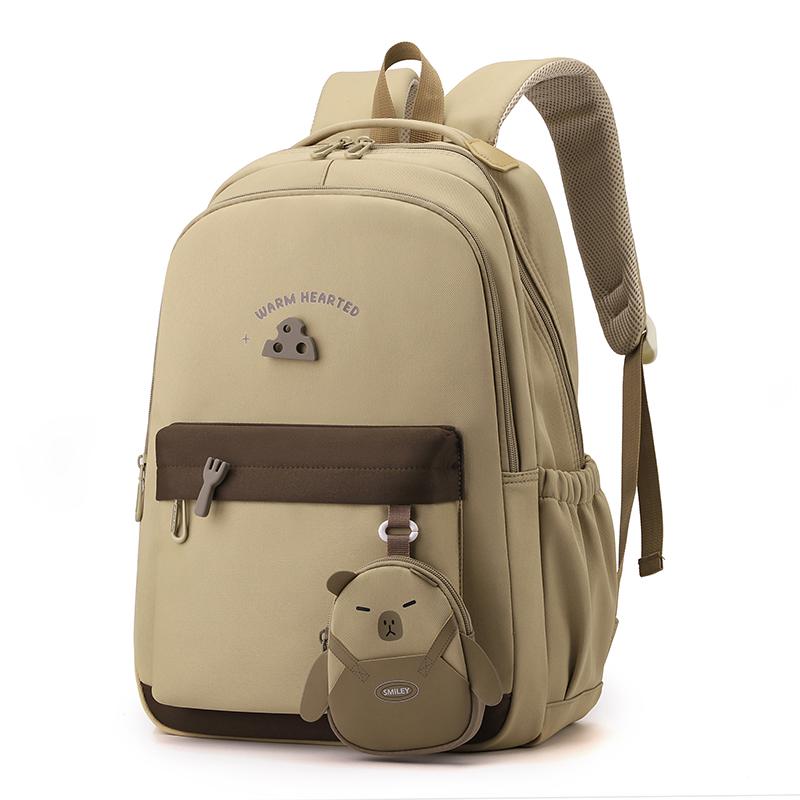 

Student s Large Capacity Schoolbag Men s And Women s Color Contrast Backpack хаки