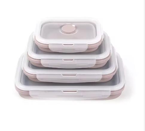 LFGB-grade Heatable Food Grade Silicone Collapsible Lunch Box Travel-friendly Storage Container розовый