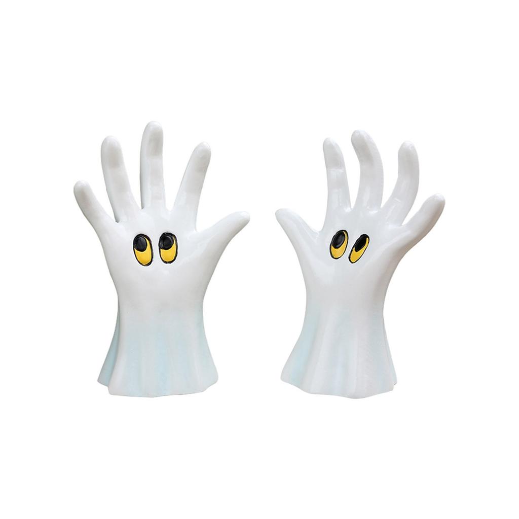 1 Pair Hand Statues, Gothic Resin Halloween Hands Figurines, Spooky Eye Sculptures, Horror Desktop Decorations, Haunted House Ornaments, Creepy Hand