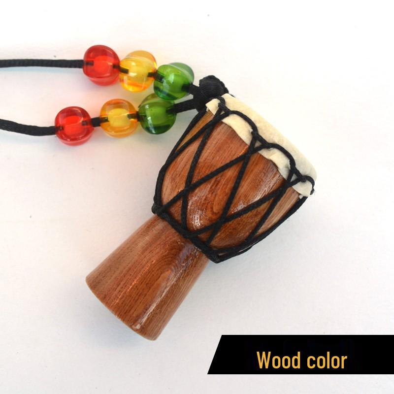 

Подвеска в виде африканского ручного барабана для детей - подарок из цельного дерева и овчины