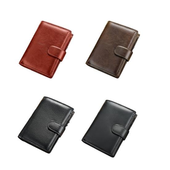 Vintage Men Faux Leather Wallet RFID Blocking Bi-fold Short Wallet Minimalist Slim Anti-Theft Credit Card Holder Front Pocket Wallet