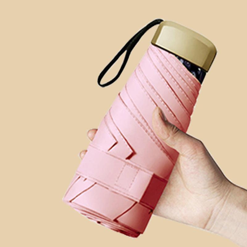 Mini Folding Umbrella 6-Folding Anti UV Portable Parasoles Lightweight Pocket Sun Shade Rain Umbrella for Women